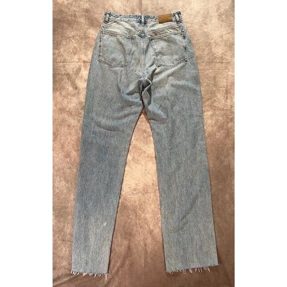 Madewell Womens The Curvy '90s Straight Jeans Ripped Raw Hem Blue Size 28 Tall - Picture 4 of 10